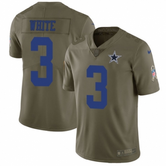 Men's Nike Dallas Cowboys 3 Mike White Limited Olive 2017 Salute to Service NFL Jersey