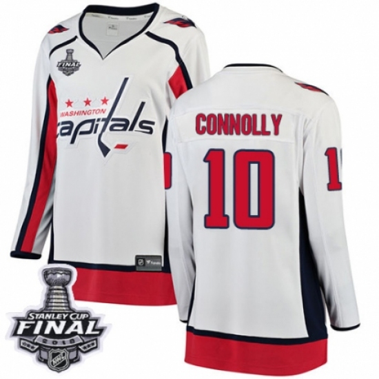 Women's Washington Capitals 10 Brett Connolly Fanatics Branded White Away Breakaway 2018 Stanley Cup Final NHL Jersey