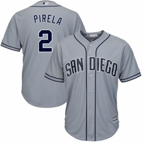 Men's Majestic San Diego Padres 2 Jose Pirela Replica Grey Road Cool Base MLB Jersey