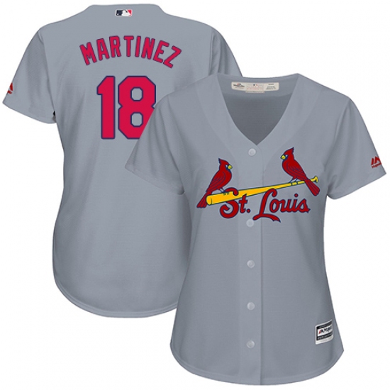 Women's Majestic St. Louis Cardinals 18 Carlos Martinez Replica Grey Road Cool Base MLB Jersey