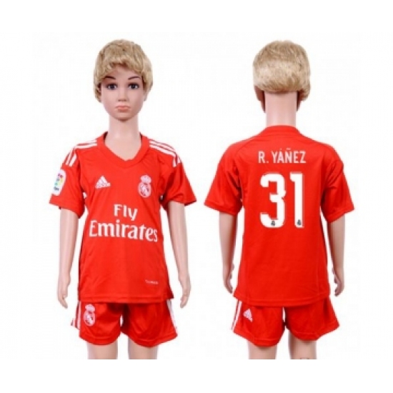 Real Madrid 31 R.Yanez Red Goalkeeper Kid Soccer Club Jersey