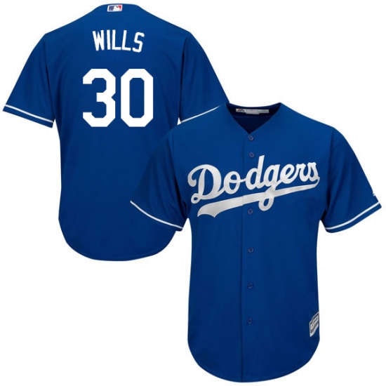 Men's Majestic Los Angeles Dodgers 30 Maury Wills Authentic Royal Blue Alternate Cool Base MLB Jersey