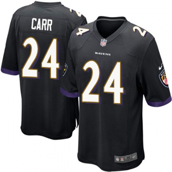 Men's Nike Baltimore Ravens 24 Brandon Carr Game Black Alternate NFL Jersey