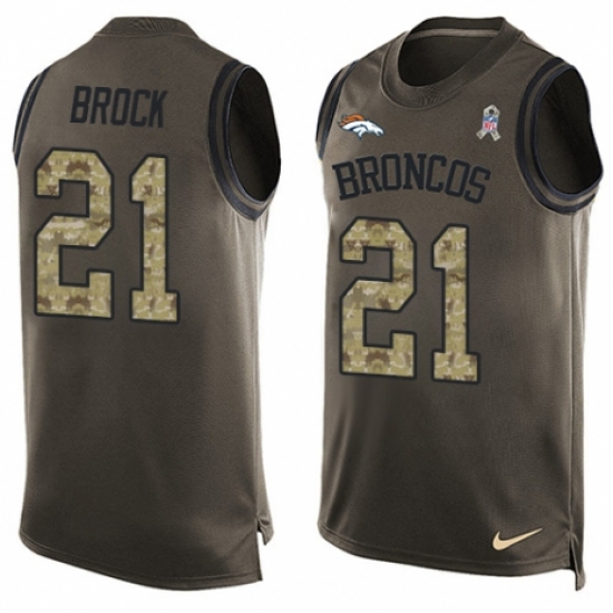 Men's Nike Denver Broncos 21 Tramaine Brock Limited Green Salute to Service Tank Top NFL Jersey