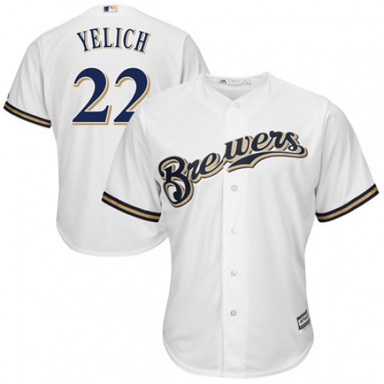 Men's Milwaukee Brewers 22 Christian Yelich White New Cool Base Stitched MLB Jersey