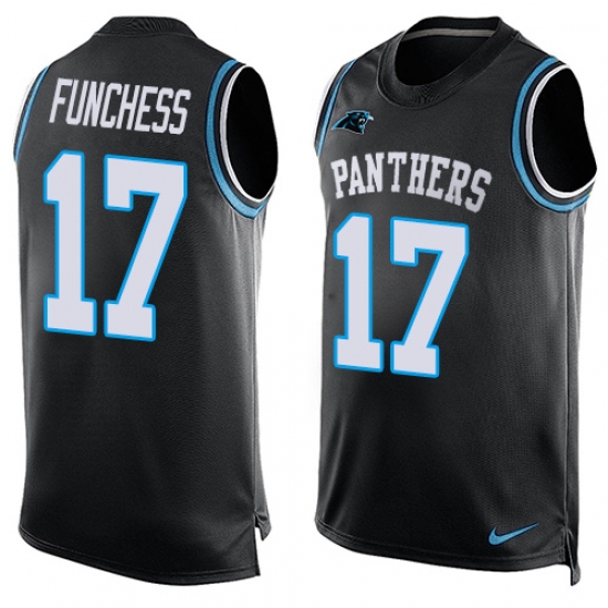 Men's Nike Carolina Panthers 17 Devin Funchess Limited Black Player Name & Number Tank Top NFL Jersey
