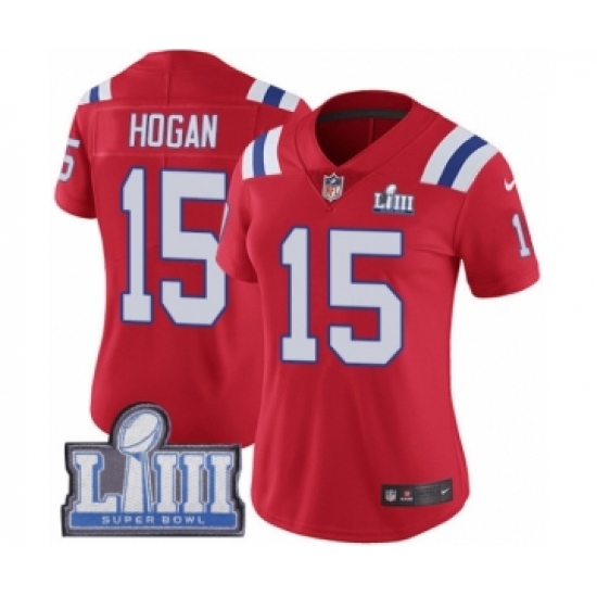 Women's Nike New England Patriots 15 Chris Hogan Red Alternate Vapor Untouchable Limited Player Super Bowl LIII Bound NFL Jersey