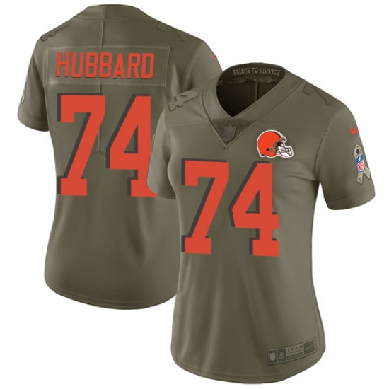 Women's Nike Cleveland Browns 74 Chris Hubbard Limited Olive 2017 Salute to Service NFL Jersey