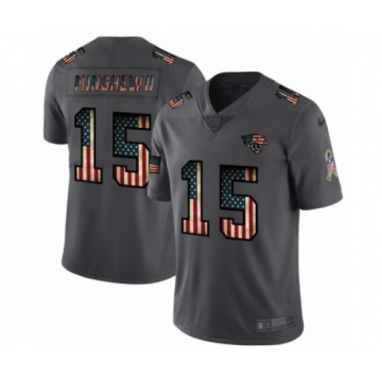 Men's Jacksonville Jaguars 15 Gardner Minshew II Limited Black USA Flag 2019 Salute To Service Football Jersey