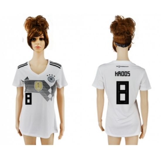 Women's Germany 8 Kroos White Home Soccer Country Jersey
