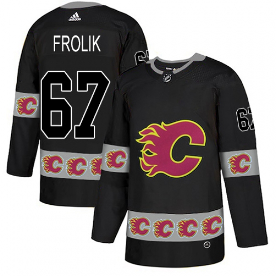 Men's Adidas Calgary Flames 67 Michael Frolik Authentic Green Salute to Service NHL Jersey