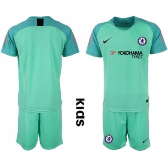 Chelsea Blank Green Goalkeeper Kid Soccer Club Jersey