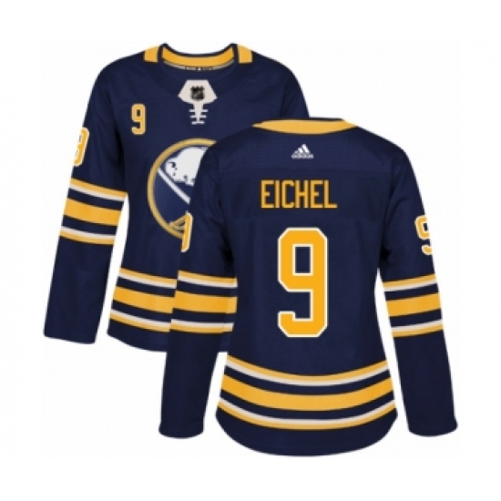 Women's Adidas Buffalo Sabres 9 Jack Eichel Authentic Navy Blue Home NHL Jersey