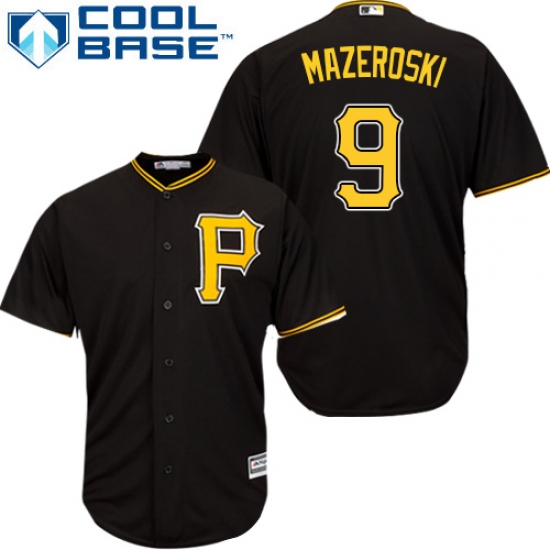 Youth Majestic Pittsburgh Pirates 9 Bill Mazeroski Authentic Black Alternate Cool Base MLB Jersey