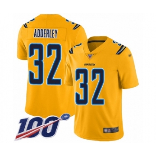 Youth Los Angeles Chargers 32 Nasir Adderley Limited Gold Inverted Legend 100th Season Football Jersey