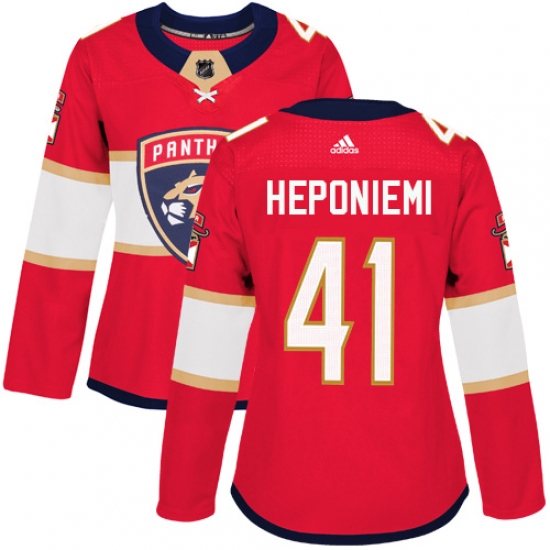 Women's Adidas Florida Panthers 41 Aleksi Heponiemi Premier Red Home NHL Jersey