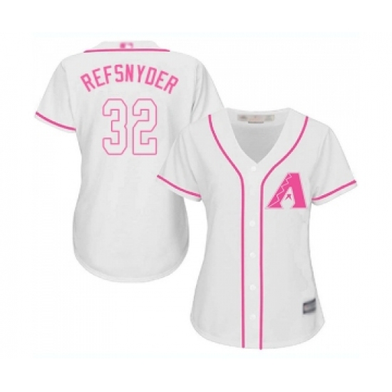 Women's Arizona Diamondbacks 32 Rob Refsnyder Replica White Fashion Baseball Jersey