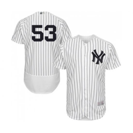 Men's New York Yankees 53 Zach Britton White Home Flex Base Authentic Collection Baseball Jersey