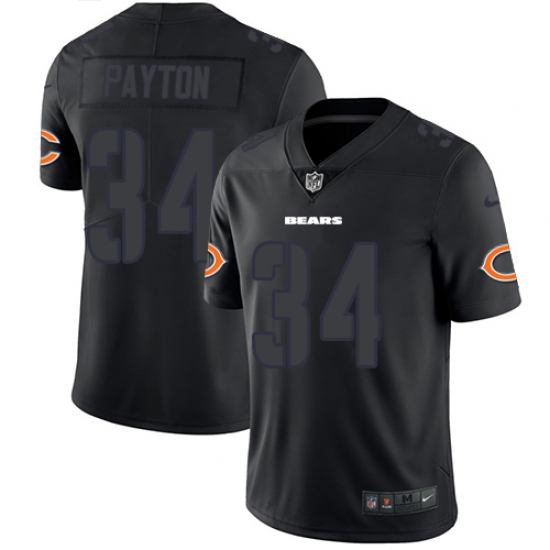Men's Nike Chicago Bears 34 Walter Payton Limited Black Rush Impact NFL Jersey