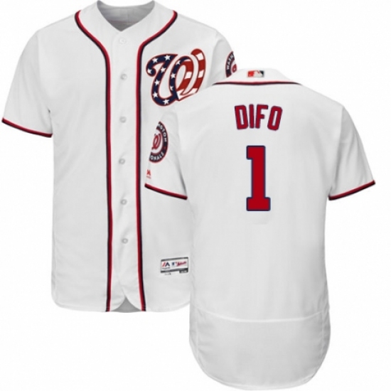 Men's Majestic Washington Nationals 1 Wilmer Difo White Home Flex Base Authentic Collection MLB Jersey