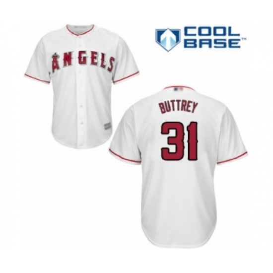 Youth Los Angeles Angels of Anaheim 31 Ty Buttrey Authentic White Home Cool Base Baseball Player Jersey