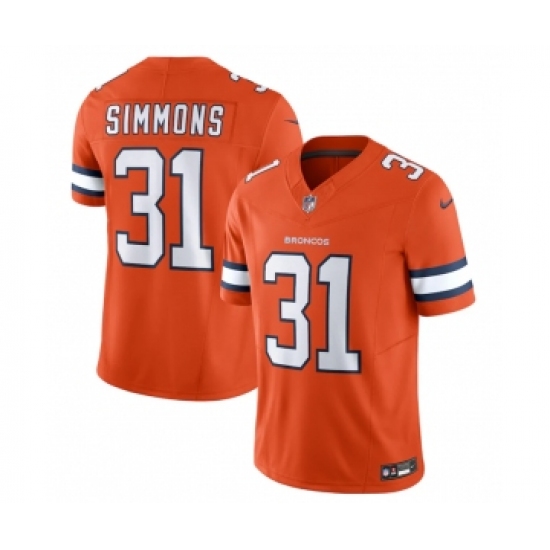Men's Denver Broncos 31 Justin Simmons Orange 2023 F.U.S.E. Vapor Untouchable Stitched Jersey
