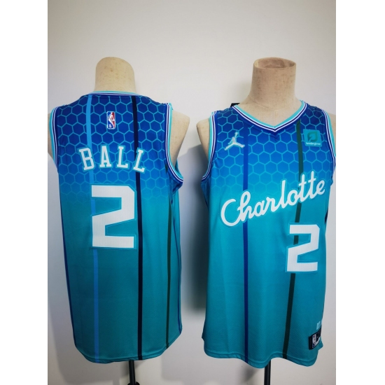 Men's Charlotte Hornets 2 Lamelo Ball Blue 2021-22 City Edition Stitched Basketball Jersey