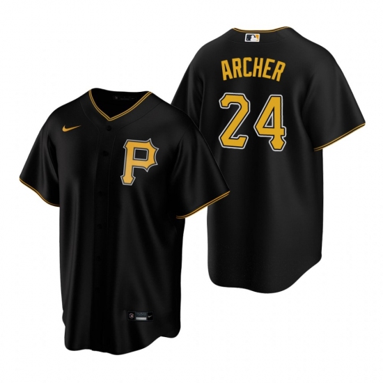 Men's Nike Pittsburgh Pirates 24 Chris Archer Black Alternate Stitched Baseball Jersey