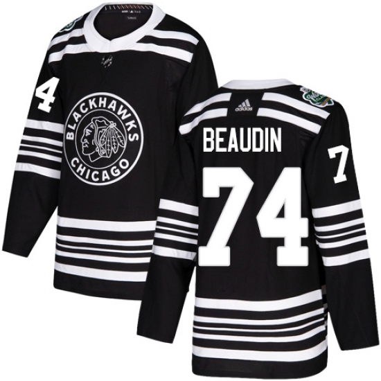 Youth Adidas Chicago Blackhawks 74 Nicolas Beaudin Authentic Black 2019 Winter Classic NHL Jersey