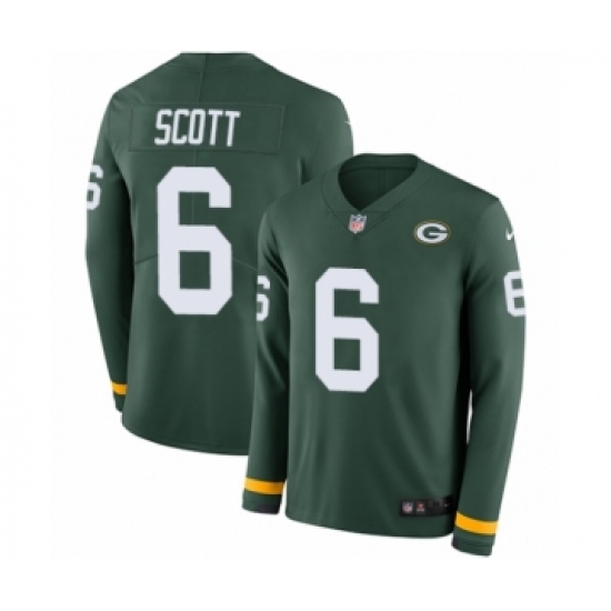 Men's Nike Green Bay Packers 6 JK Scott Limited Green Therma Long Sleeve NFL Jersey