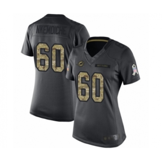 Women's Miami Dolphins 60 Robert Nkemdiche Limited Black 2016 Salute to Service Football Jersey