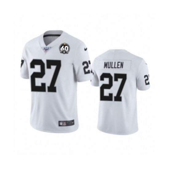 Youth Oakland Raiders 27 Trayvon Mullen White 60th Anniversary Vapor Untouchable Limited Player 100th Season Football Jersey