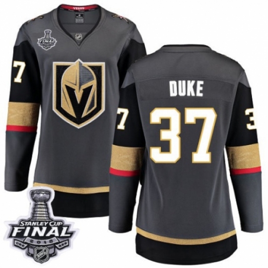 Women's Vegas Golden Knights 37 Reid Duke Authentic Black Home Fanatics Branded Breakaway 2018 Stanley Cup Final NHL Jersey