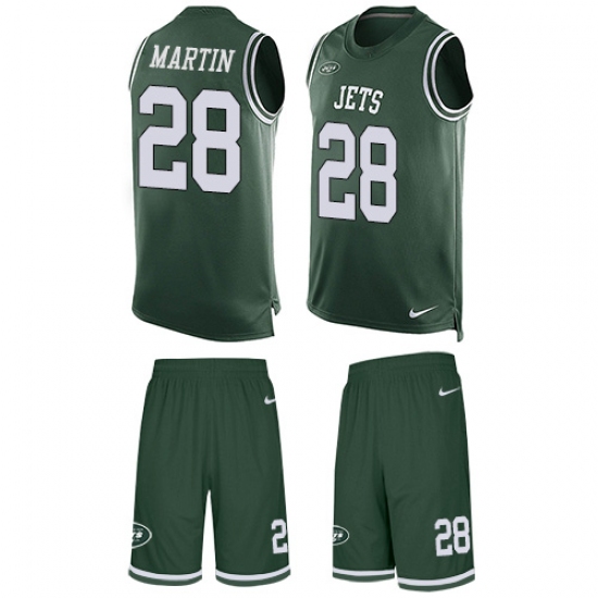 Men's Nike New York Jets 28 Curtis Martin Limited Green Tank Top Suit NFL Jersey