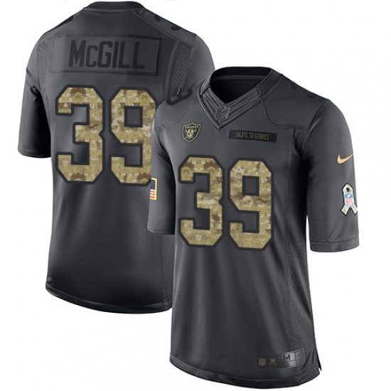 Youth Nike Oakland Raiders 39 Keith McGill Limited Black 2016 Salute to Service NFL Jersey