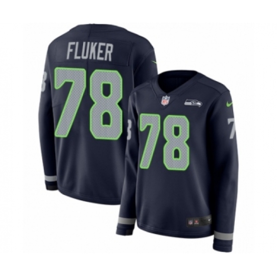 Women's Nike Seattle Seahawks 78 D.J. Fluker Limited Navy Blue Therma Long Sleeve NFL Jersey