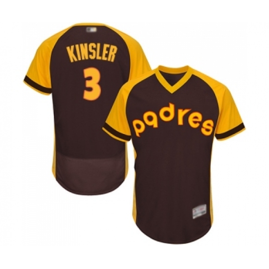 Men's San Diego Padres 3 Ian Kinsler Brown Alternate Cooperstown Authentic Collection Flex Base Baseball Jersey