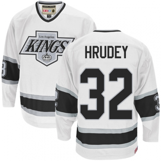 Men's CCM Los Angeles Kings 32 Kelly Hrudey Premier White Throwback NHL Jersey