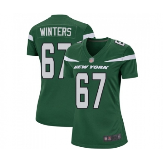 Women's New York Jets 67 Brian Winters Game Green Team Color Football Jersey