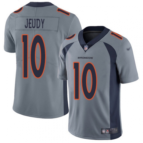 Youth Denver Broncos 10 Jerry Jeudy Gray Stitched Limited Inverted Legend Jersey