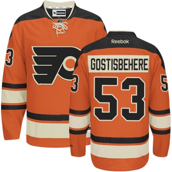 Men's Reebok Philadelphia Flyers 53 Shayne Gostisbehere Authentic Orange New Third NHL Jersey