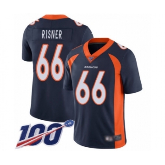 Men's Denver Broncos 66 Dalton Risner Navy Blue Alternate Vapor Untouchable Limited Player 100th Season Football Jersey