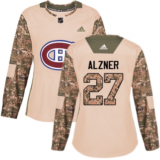 Women's Adidas Montreal Canadiens 27 Karl Alzner Authentic Camo Veterans Day Practice NHL Jersey