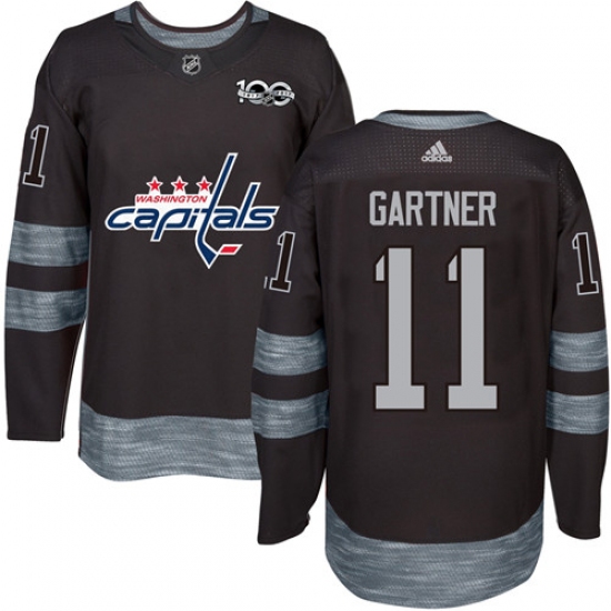 Men's Adidas Washington Capitals 11 Mike Gartner Premier Black 1917-2017 100th Anniversary NHL Jersey