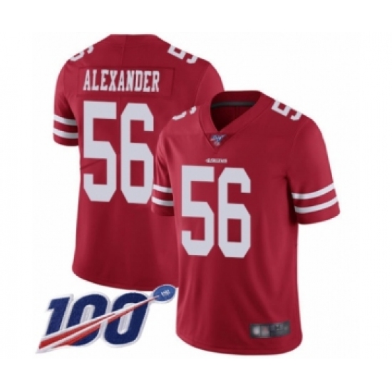 Men's San Francisco 49ers 56 Kwon Alexander Red Team Color Vapor Untouchable Limited Player 100th Season Football Jersey