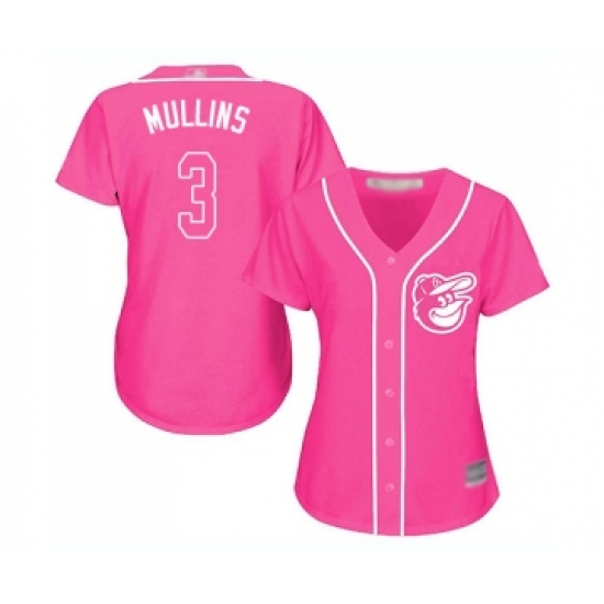 Women's Baltimore Orioles 3 Cedric Mullins Replica Pink Fashion Cool Base Baseball Jersey