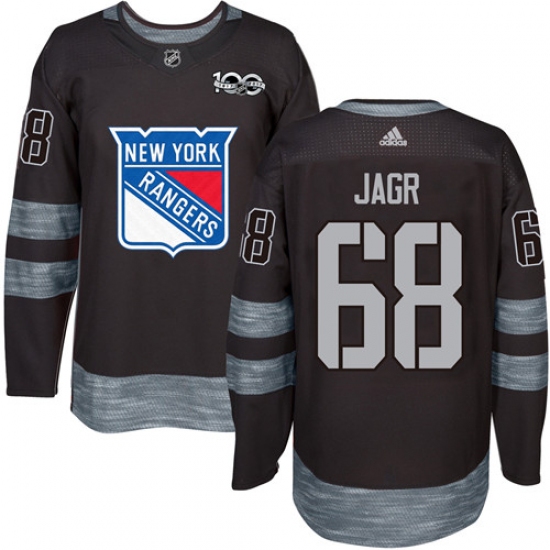 Men's Adidas New York Rangers 68 Jaromir Jagr Authentic Black 1917-2017 100th Anniversary NHL Jersey