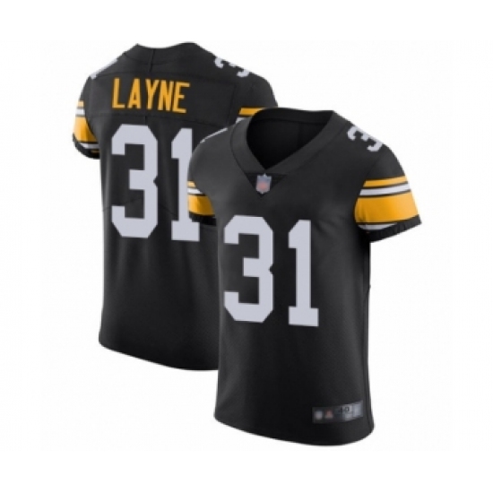 Men's Pittsburgh Steelers 31 Justin Layne Black Alternate Vapor Untouchable Elite Player Football Jersey