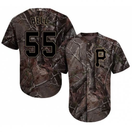 Men's Majestic Pittsburgh Pirates 55 Josh Bell Authentic Camo Realtree Collection Flex Base MLB Jersey