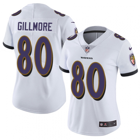 Women's Nike Baltimore Ravens 80 Crockett Gillmore White Vapor Untouchable Limited Player NFL Jersey